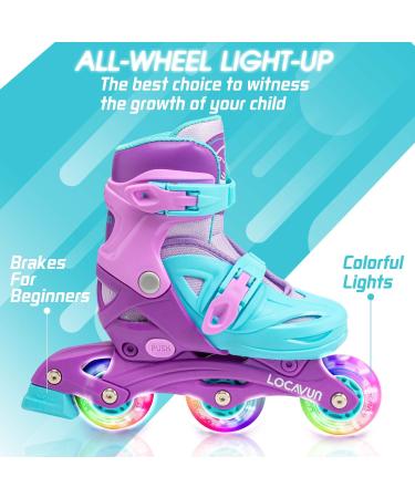 LOCAVUN Adjustable Light up Inline Skates for Kids - Purple (US 9C-12C) - Buy Online on GoSupps.com