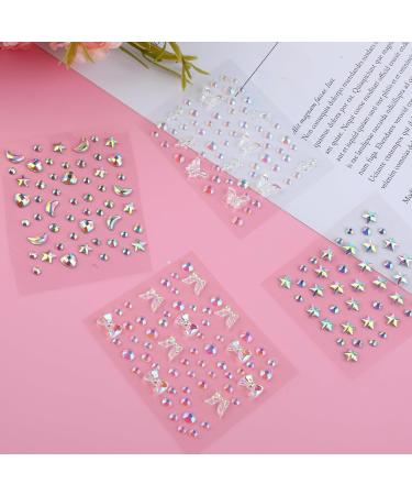Buy 4 Sheets of Self-Adhesive Face Gems - Acrylic Crystal Rhinestones for Halloween & Festival Nail Art | 7 Unique Styles | International Shipping - Buy Online on GoSupps.com