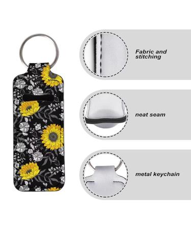 Sunflower Chapstick Keychain Holder - Black Yellow Lip Balm Sleeve - Buy Online on GoSupps.com