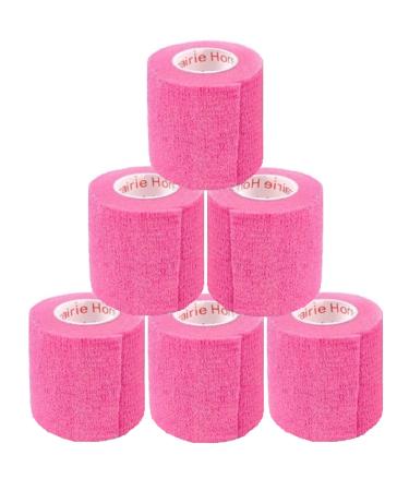 2 Inch Self Adhesive Medical Bandage Wrap Tape (Bright Pink) (6 Rolls) Self Adherent Cohesive First Aid Sport Flex Wrist Ankle Knee Sprains and Swelling Bright Pink 6 Count (Pack of 1)