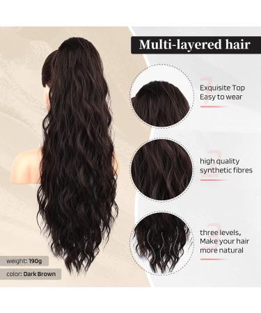 FLUFYMOOZ 26 Drawstring Ponytail Extension - Long Curly Wavy Hairpiece for Women - Black Brown - Perfect for Daily Use and Parties - Buy Online on GoSupps.com