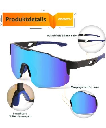 Feizedy Sport Sunglasses for Men & Women - UV400 Protective Cycling & Running Glasses for MTB Racing - Raddy Rapids B2388 Blue - Buy Online on GoSupps.com