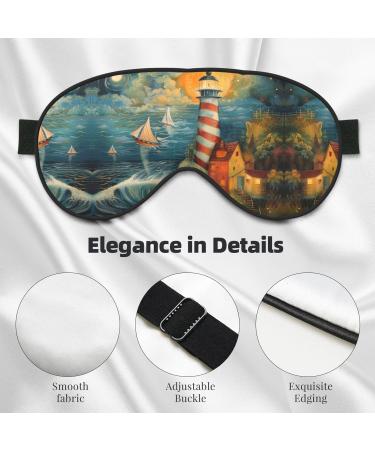 SSIMOO Seaside Lighthouse Soft Sleep Eye Mask | Breathable Eye Patch for Women | Perfect for Travel & Relaxation - Black - Buy Online on GoSupps.com