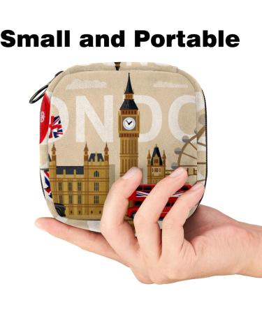 Menstrual Bag Zipper for Women & Girls - Retro London UK Flag Tampon & Napkin Pouch - Buy Online on GoSupps.com