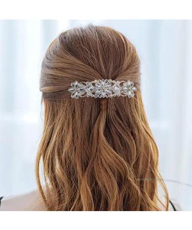 Barrette Crystal Hair Clips Rhinestone Bridal Wedding Hair Accessories for Women Elegant Rhinestone Flower Hair Clips Jewelry Hair Decorations For Wedding Birthday Prom Gift - Buy Online on GoSupps.com
