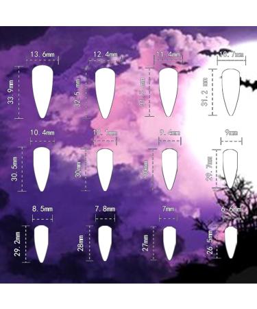 Halloween Bats Press-On Nails | 24 Pcs Glossy Purple Glitter French Tips | Long Stiletto Acrylic Fake Nails for Women & Girls - Buy Online on GoSupps.com