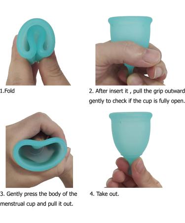 Croing 4pcs Menstrual Cup Set with Sterilize Cup & Holder - Blue/White | Reusable Period Cup Kit - Buy Online on GoSupps.com