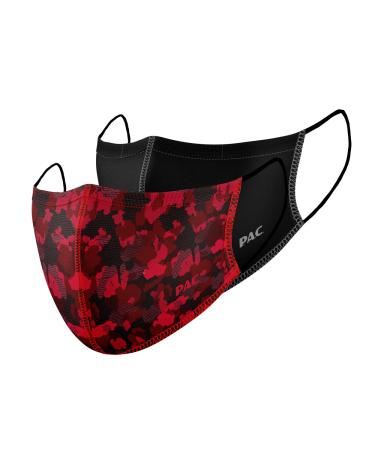 P.A.C.Lightweight 2 Pack Premium Community mask mouth & nose mask makeshift mask super thin everyday mask washable up to 90 easy to raise oeko-tex 100 reusable 2 pieces (1 Pack) camored + total black