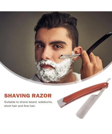 Lurrose Carbon Steel Straight Razor Kit | Professional Men's Straight Edge Barber Razor with Vintage Wood Handle for Precision Shaving - Buy Online on GoSupps.com