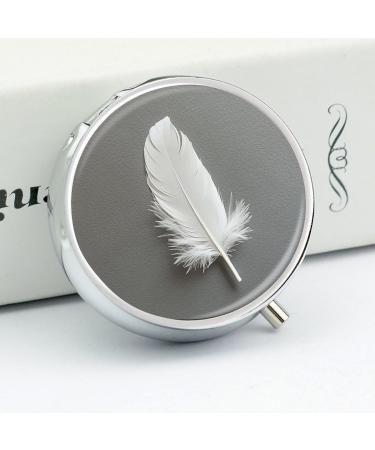 Portable 3 Compartment Pill Box - Travel-Friendly Medicine Organizer with White Feather Design - Ideal for Purse & Pocket - Buy Online on GoSupps.com