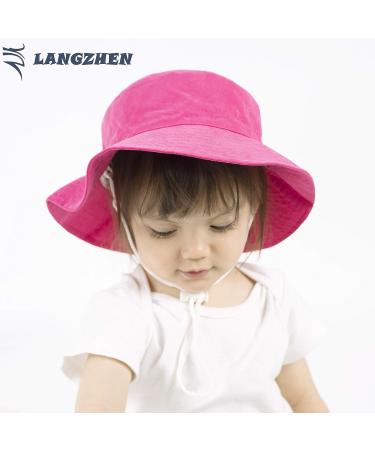LANGZHEN Baby Girls Sun Protection Hat | Adjustable Wide Brim Toddler Kids Play Hat | Chin Strap | Rose XL - Buy Online on GoSupps.com