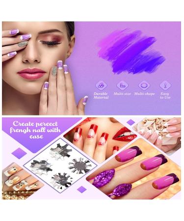 4 Pieces Stainless Steel Rim Trimmer Set - French Smile Line Manicure Tools Nail Stencils & Edge Cutters for Acrylic & Gel Nail Art - DIY Nail Design (Silver) - Buy Online on GoSupps.com