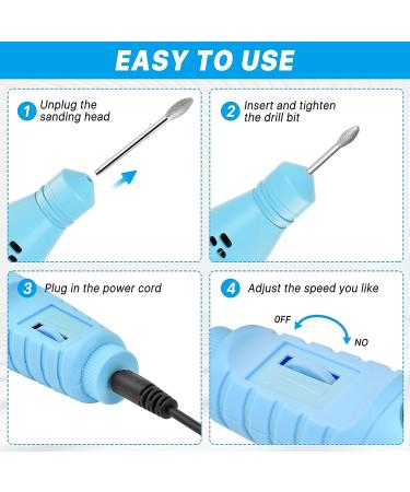 Portable Electric Nail Drill for Acrylic Gel Nails - Manicure Kit with Nail Drill Bits and Sanding Bands in Blue - Perfect Gift for Women and Mom - Buy Online on GoSupps.com