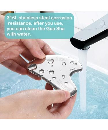 Gua Sha Facial Tool - Stainless Steel Massage Tool for Skin Tightening & Pain Relief | Travel Pouch Included - GS-231 - Buy Online on GoSupps.com