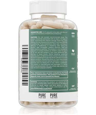 Daily Psyllium Husk Fiber Supplement by Pure for Men & Pure for Her | Digestive Regularity & Gut Health Support | Soluble Fiber Powder 2 175mg Per Serving | 250 Capsules 250 Count (Pack of 1) - Buy Online on GoSupps.com