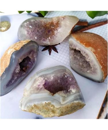 Natural Crystal Rough Natural Crystal Rough Natural Agate Rough Stone Raw Crystal Hole Cut Purple Cluster Crystal Ornaments - Buy Online on GoSupps.com