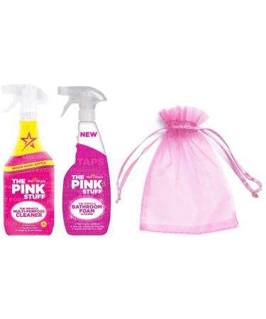 The Pink Stuff The Miracle Multi Purpose Cleaner Spray 850ml + The Pink Stuff The Miracle Bathroom Foam Cleaner Spray 750ml + Our Gift for You: Organza Bag Size: 9 x 7 x 0.1cm