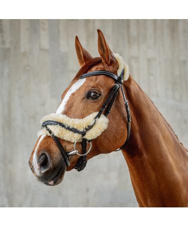 SUNRIDE Swedish bridle Oxford with reins - made of soft genuine leather with fur adjustable and anatomical (Cob black) Cob black