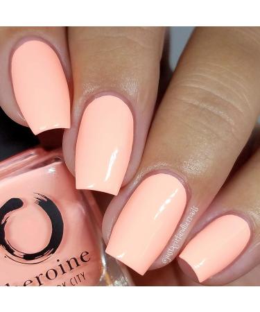 Heroine.nyc Neon Pastel Peach Nail Polish - Cruelty-Free, Vegan, Non-Toxic Formula - 9-Free - .37 fl. oz. (11 ml) - Peach Please - Buy Online on GoSupps.com