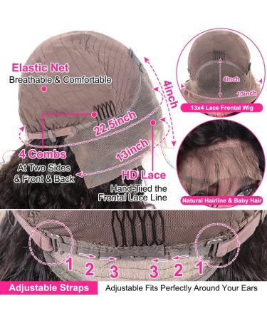 SLHUSE 24 Inch Water Wave Lace Front Wig for Black Women 200% Density Brazilian Virgin Human Hair- Pre Plucked with Baby Hair- Natural Color - Buy Online on GoSupps.com