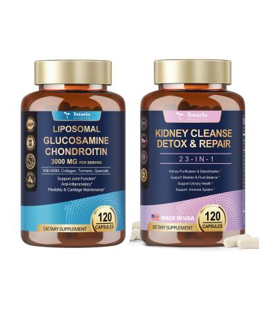 Totaria Glucosamine Chondroitin MSM Collagen + Kidney & Liver Cleanse Detox & Repair Capsules