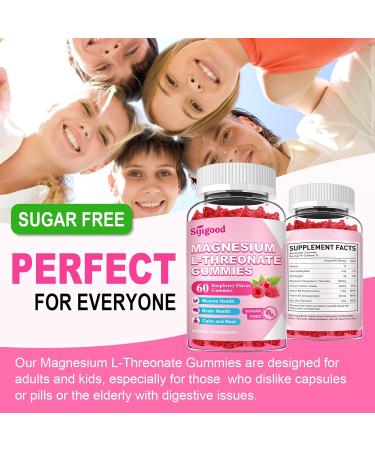 2 Pack Magnesium L-Threonate Gummies 1200MG, Magnesium Threonate Supplement for Kids & Adults, Support Cognitive Function, Brain & Nerves Health, Relaxation, Zzz, Raspberry Flavor, 120 Count 60 Count (Pack of 2) - Buy Online on GoSupps.com