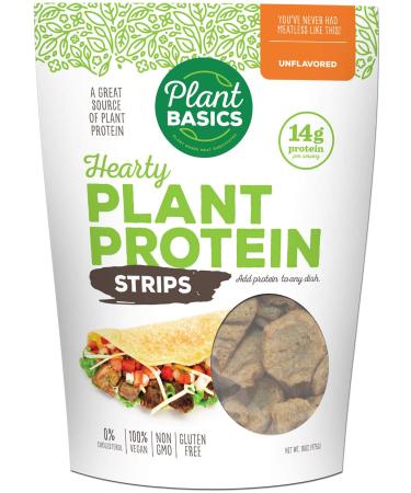 Plant Basics - Hearty Plant Protein - Unflavored Strips, 1 lb, Non-GMO, Gluten Free, Low Fat, Low Sodium, Vegan, Meat Substitute 1 Pound (Pack of 1)