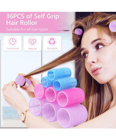 URAQT Hair Rollers 36pcs Hair Curlers Styling Kit with Pins | No Heat Damage DIY Hair Styling Tools | Large Medium Small Self Grip Rollers for Long and Short Hair | 48pcs/Purple - Buy Online on GoSupps.com