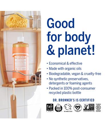 Dr. Bronner's Tea Tree Pure-Castile Liquid Soap 32oz - Organic Oils, 18-in-1 Uses, Acne-Prone Skin, Dandruff, Laundry, Pets - Vegan, Non-GMO - Concentrated Formula - 32 Fl Oz - Buy Online on GoSupps.com