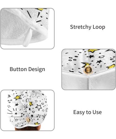 Doodle Stars Dry Hair Cap - 2 Piece Quick Drying Towel Set with Button Headband | Super Absorbent Soft & Comfortable for Effortless Hair Care - Buy Online on GoSupps.com