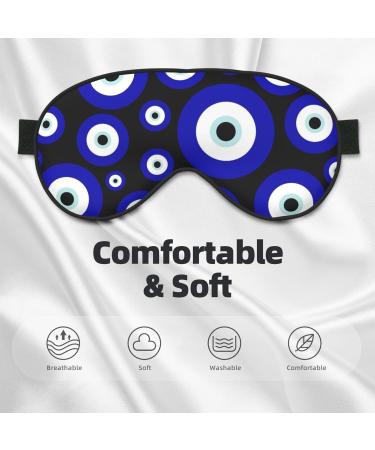 Blue Evil Eye Sleep Mask - Adjustable Soft Breathable Eye Cover for Men & Women | Pattern-122 | International Shipping - Buy Online on GoSupps.com