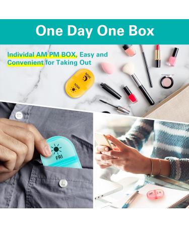 Fullicon 2-Times-a-Day Weekly Pill Organizer - AM PM Pill Box with Multi-Colored Cases - Buy Online on GoSupps.com