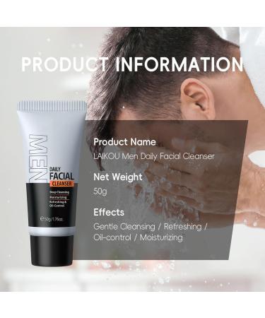 Invigorating Oil-Control Face Wash for Men: Gentle Ingredients for Deep Hydration and Effective Cleansing of Pores Acne and Blackheads(50g / 1.76oz) Grey - Buy Online on GoSupps.com