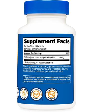 Nutricost Tudca 250mg 30 Capsules - Gluten Free Non-GMO Formula | 30 Count Pack - Buy Online on GoSupps.com