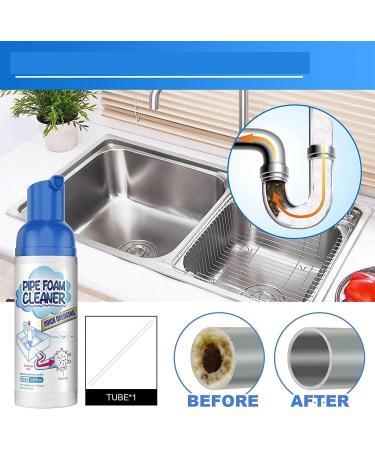 Herios Drain Foam Cleaner Liquid Hair Drain Clog Remover & Cleaner Pipe Dredge Deodorant Foam Cleaner Quick Foaming Toilet Cleaner for Kitchen Sink Toilets Sinks and Tubs (2 Pcs) - Buy Online on GoSupps.com