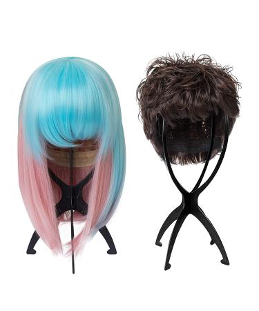 DANSEE 6 Pack Short Wig Stand - Portable Holder for Multiple Wigs & Hats - 14.2 Inches - Travel Friendly - Black - Buy Online on GoSupps.com