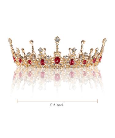 Forsylvanas Gold Baroque Crown - Crystal Vintage Princess Queen Tiara for Women Girls | Bridal Wedding Prom Hair Accessory (Gold Red) - Buy Online on GoSupps.com