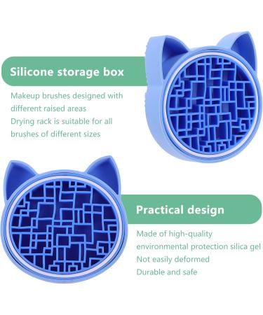 Lurrose Cat Shape Silicone Makeup Brush Cleaning Mat - 2 in 1 Brush Cleaner & Dryer Tray - Portable Cosmetic Scrubber Pad for Home & Travel (Blue - Buy Online on GoSupps.com
