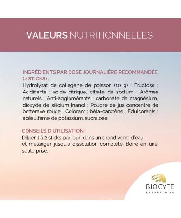 BIOCYTE Collagen 10G Express Marin - Anti-Aging and Youthful Skin Food Supplement - Based on Marine Collagen Hydrolyzate - 30 sticks - 15 days to 30 days of taking - Buy Online on GoSupps.com