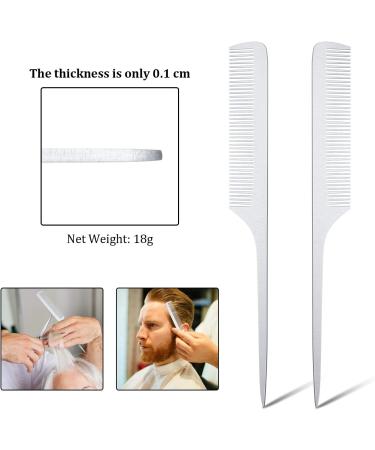 2-Piece Silver Rat Tail Combs Set - Stainless Steel Fine Cutting and Teasing Pintail Barber Comb for Hair Styling - Buy Online on GoSupps.com