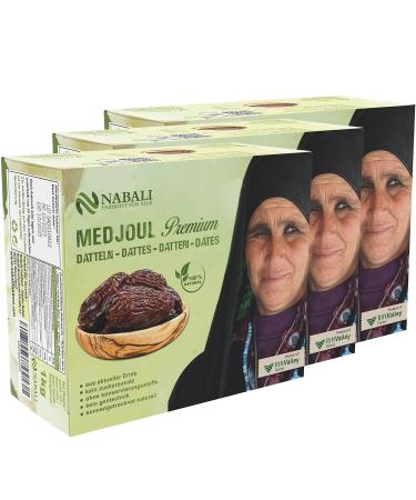 NABALI FAUMAST for all Medjool Medjoul Dattles from Palestine - 100% Nature Vegan Aromatic traditional fresh & oriental I without preservatives (3 kg) 1 kg (3 -pack)