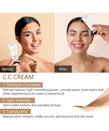 CC Cream Full Coverage Foundation Makeup Primer & Sunscreen SPF 50+ Anti-Aging Moisturizer Natural Color - Buy Online on GoSupps.com