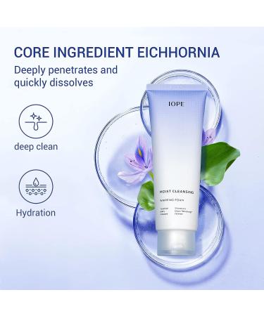 IOPE Moist Cleansing Whipping Foam | Gentle Exfoliation Daily Cleanser & Makeup Remover | Hydrating Flower Extract | Korean Skin Care - 6.09 Fl Oz - Buy Online on GoSupps.com