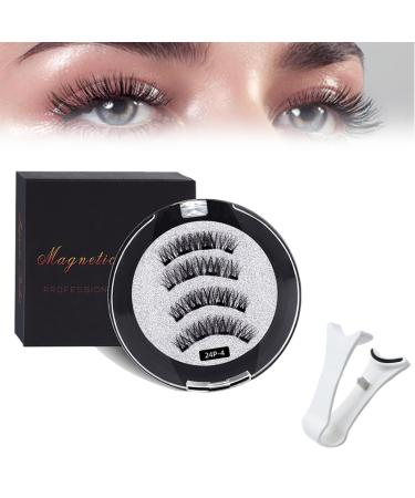 Magnetic Eyelashes Natural Look Clear Band Wispy Magnetic Lashes with Applicator No Glue Needed Eyelashes with Magnets Reusable Magnetic Eyelashes Easy to Wear and Remove (Simple)