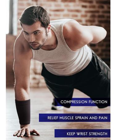 Tondiamo 3 Pairs Compression Wrist Sleeve - Long Wrist Support Brace for Tennis Tendonitis - Small Black/Gray/Blue - Men and Women - Buy Online on GoSupps.com