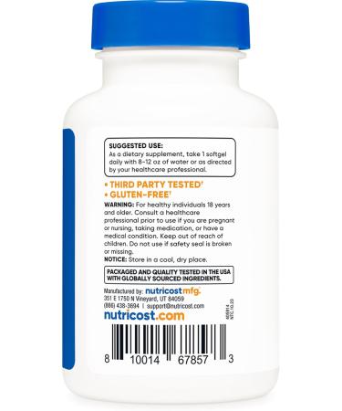 Nutricost CoQ10 Softgels - 100mg | Ultra Pure Gluten Free Non-GMO - 120 Servings | Best Absorption CoQ10 Supplement - Buy Online on GoSupps.com