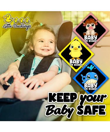 2pcs Baby on Board Car Warning Sticker Set with Suction Cups - Donkey Design - Buy Online on GoSupps.com