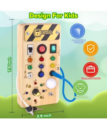Hoarosall Montessori Busy Board with LED Light - Engaging Wooden Activity Toy for Babies & Kids (1-4 Years) - Ideal Motor Skills & Sensory Development - Buy Online on GoSupps.com