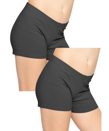 STRETCH IS COMFORT Girl's Oh So Soft Booty Shorts 2 Pack 10 Black