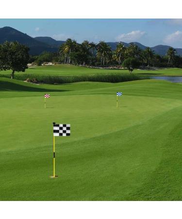 Checkered Golf Flags 8x6 Mini Putting Green Flags - 3 Pack Red/White Pin Flags | 420D Nylon Yard, Indoor, Outdoor Backyard Garden Flags - Buy Online on GoSupps.com